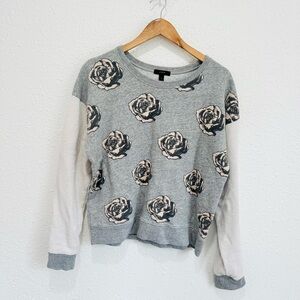 J Crew pink rose heathered gray crewneck sweatshirt XL